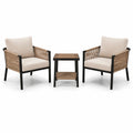 Set da giardino in alluminio con sedie e tavolino marrone e beige
