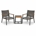 Set da giardino 3 pezzi in metallo e legno con sedie e tavolino