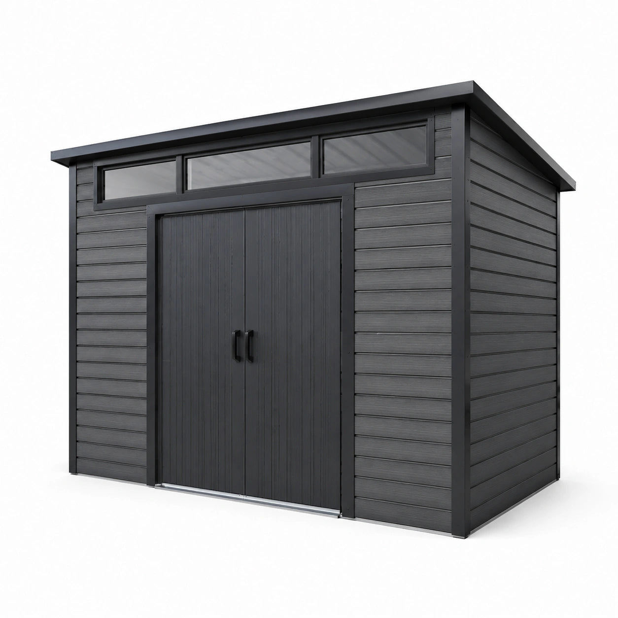 Capanno da Giardino in PVC Grigio con Finestre