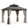 Gazebo da Giardino in Alluminio con Tetto in Acciaio e Tende in Tessuto Poliestere