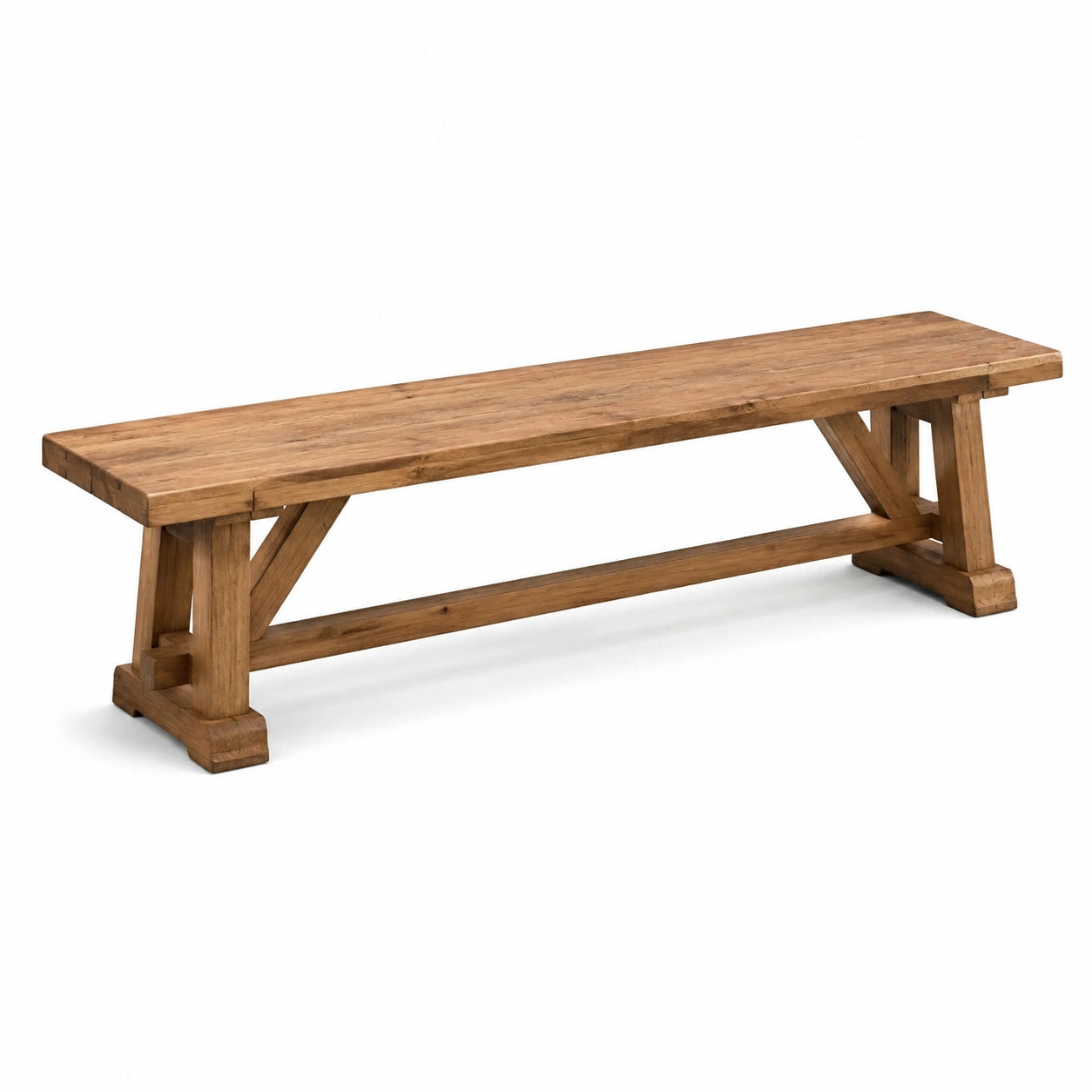 Panca in Legno di Rovere Massiccio Marrone 200x35x45 cm
